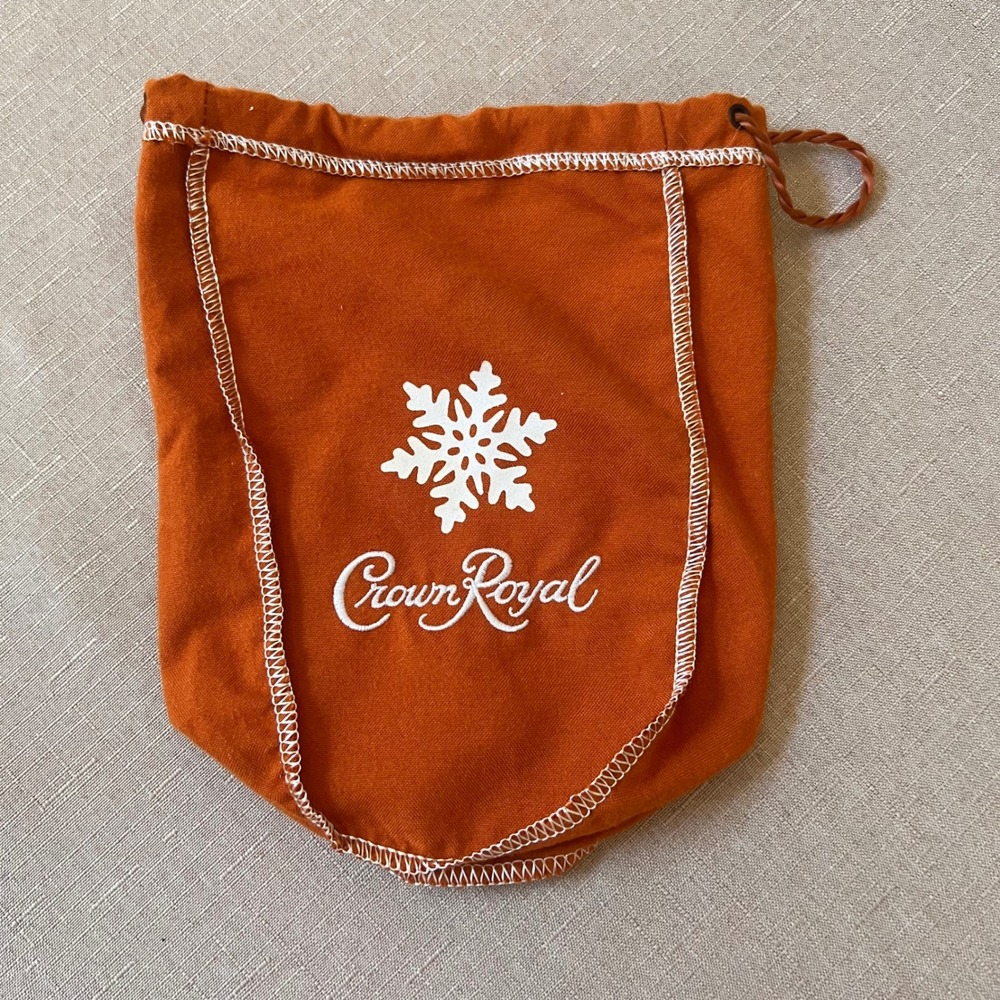 Crown Royal Burnt Orange Snowflake Drawstring Bag Holiday Pouch 9x7 Novelty